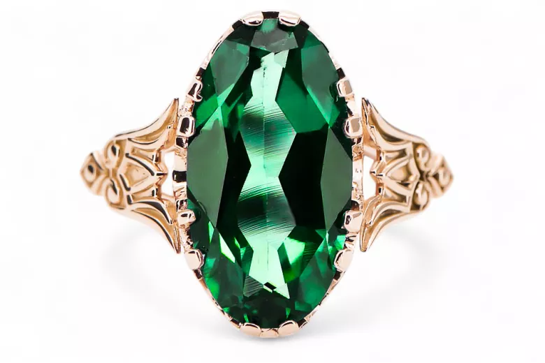 Ring Vintage Emerald Original Vintage 14K Rose Gold vrc058r